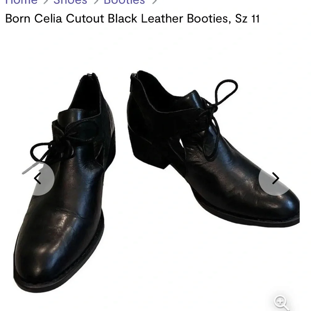 Born Celia Cutout Black Leather Booties, Sz:9.5